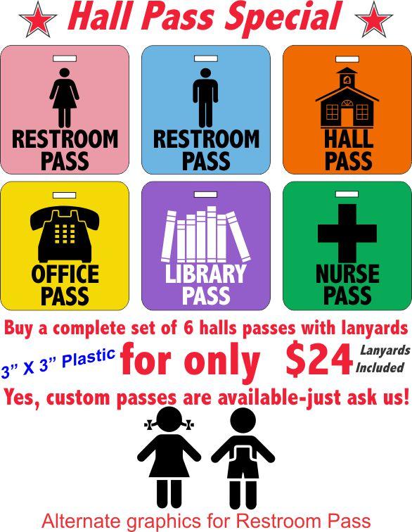 Custom full color school hall passes