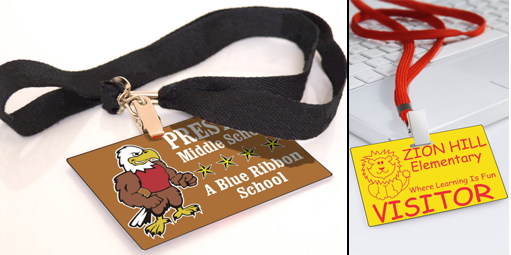 Custom school badges on lanyards with badge holders